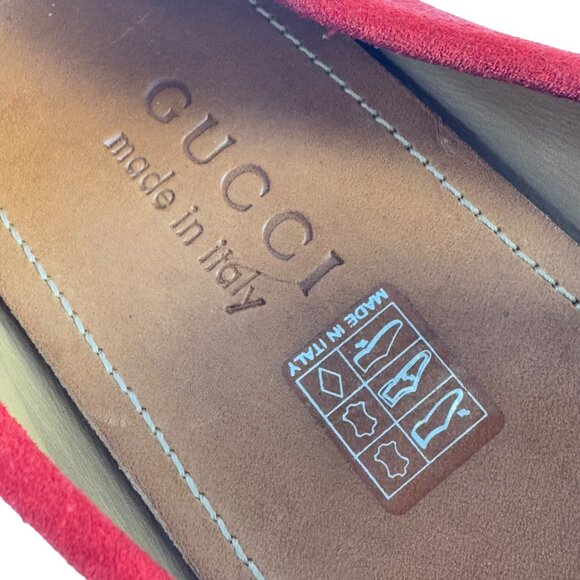 GUCCI 450892 Red Suede Leather Driver Horsebit Webb Men's Loafers 6.5UK - 7US - Picture 6 of 10